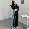 Large Size 4XL Stitching Contrast Jeans Female High Waist Was Thin Wide-leg Pants Street Spring And Autumn Trend Casual Trousers