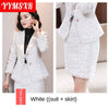 Large Size Elegant Women's Suit Skirt Two-piece Set 2022 Autumn and Winter Single-breasted Ladies Jacket High Waist Skirt