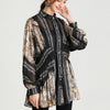 Large Size Ladies' 2023 Spring Loose Causal Shirts Batwing Sleeve Plus Size Stand Collar Collect Waist Tops shirt