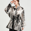Large Size Ladies' 2023 Spring Loose Causal Shirts Batwing Sleeve Plus Size Stand Collar Collect Waist Tops shirt