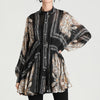 Large Size Ladies' 2023 Spring Loose Causal Shirts Batwing Sleeve Plus Size Stand Collar Collect Waist Tops shirt