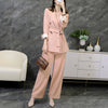 Large Size M-5XL Women's Pants Suit Two-piece Suit 2022 Casual Ladies Mid-length Jacket Elegant Wide-leg Pants Female