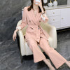 Large Size M-5XL Women's Pants Suit Two-piece Suit 2022 Casual Ladies Mid-length Jacket Elegant Wide-leg Pants Female