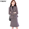 Large Size S-4XL 2022 Winter Professional Wear Women's Elegant Ladies Jacket Casual High Waist Skirt 2-piece Set of