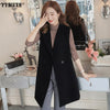 Large Size Vest Women's Spring and Autumn Mid-length Korean Version of The Sleeveless Ladies Black Jacket Suit