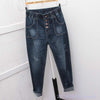 Large size jeans women loose harem pants sister pants 5XL 4XL high waist front button trendy pants jeans for women