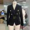 Latest Popular Single Product Ladies Geometric Pattern With Belt Texture Blazer Trendy Slim Design Spring Fall Jacket