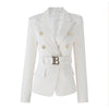 Latest Popular Single Product Ladies Geometric Pattern With Belt Texture Blazer Trendy Slim Design Spring Fall Jacket