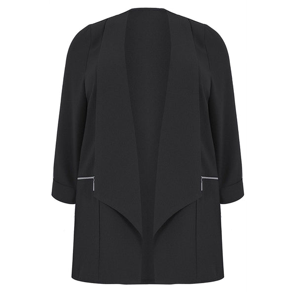 Lazy KoKo Plus Size Women Blazers Notched Turn Down Collar Open Front Office Ladies Blazer Coat Workwear Female Jacket Outwear