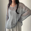 Lazy Style Full Sleeves Solid Jumpers Tops Hollow Out Sexy Women Casual Streetwear Chic Femme Sweaters Y2K Pullovers