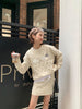 Lazy wind twist sweater + thin knit short skirt suit female spring and autumn Korean two-piece suit
