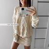 Lazy wind twist sweater + thin knit short skirt suit female spring and autumn Korean two-piece suit