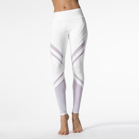 Legging Fitness White Striped Sportswear Women Sporting Leggings Workout Pants Clothing Elasticity Ropa Mujer