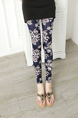 Leggings Hot Sell Women's Skull&flower Black Leggings Digital Print Pants Trousers Stretch Pants LG01