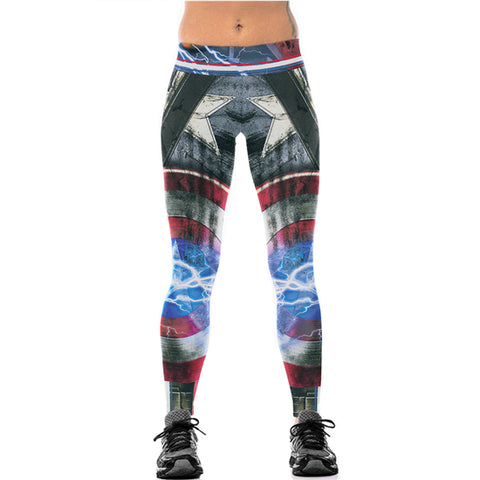 Captain America Women Sportswear Leggings Fashion Sexy Elastic Workout Legins Legging Brand Bodybuilding Pants AS85
