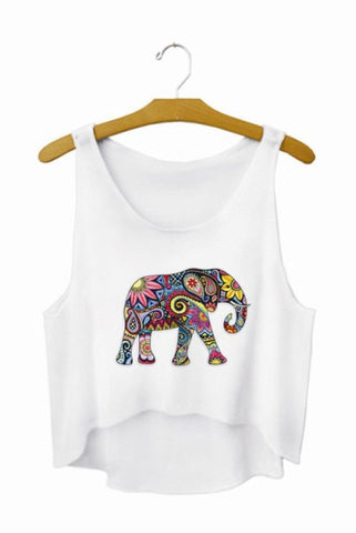 Elephant Crop Top Summer Style Tank Top Fitness Women Tops Cropped Fashion Mujer 2022 Camisole F733
