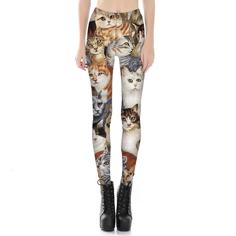 Women Leggings Summer Lovely Cat Printed Pattern Legging Slim Casual Gothic Interest Leggins Lady Sexy Pants Lgs3824