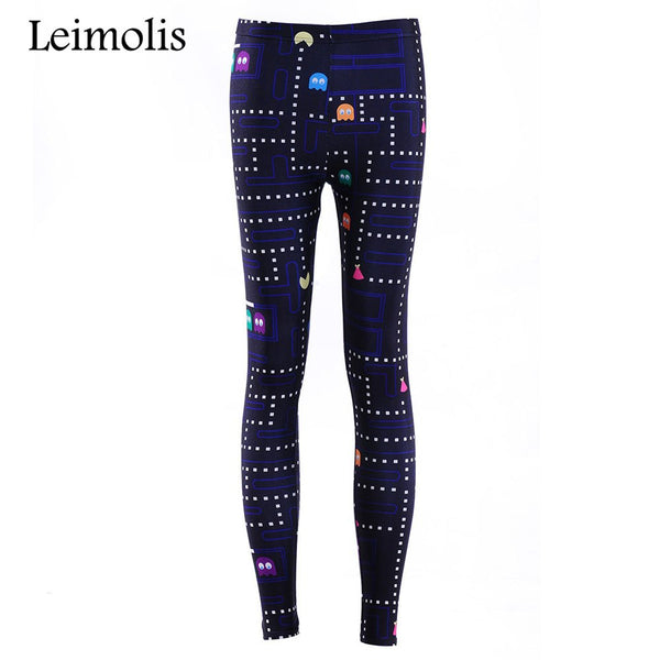 3D printed fitness push up workout leggings women gothic Pacman FC game plus size High Waist punk rock pants