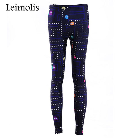 3D printed fitness push up workout leggings women gothic Pacman FC game plus size High Waist punk rock pants