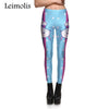 3D printed fitness push up workout leggings women gothic unicorn rainbow stars plus size High Waist punk rock pants