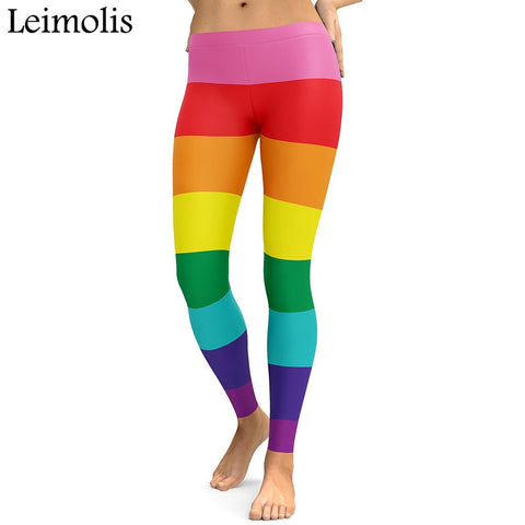 3D printed sweet Rainbow Striped harajuku gothic sexy plus size high waist push up fitness workout leggings women pants