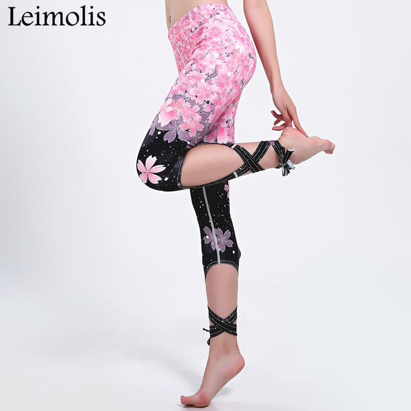 3d print Cherry Blossom gothic bowknot ribbons plus size High Waist workout punk rock fitness leggings women pants