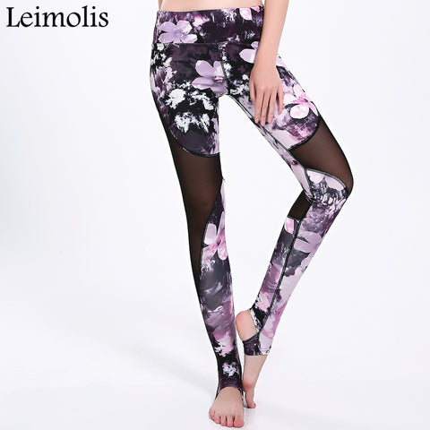 Cherry blossoms freestyle mesh Harajuku High Waist workout push up plus size stirrup fitness leggings women pants
