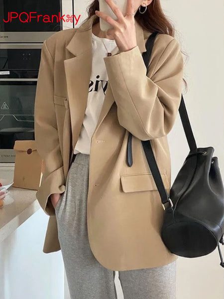 Leisure Suit Women's Coat Spring Korean British Style Loose Khaki Temperament Suit Suit Blazer Women Jacket Women Clothing