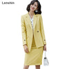 Lenshin 2 Piece Elegant Formal Asymmetry Skirt Suit White Blazer Office Lady Uniform Designs Women Business Sets