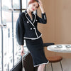 Lenshin 2 Piece Set Elegant Ruffles Formal Patchwork Skirt Suit Blazer Office Lady Uniform Designs Women Business Sets