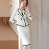 Lenshin 2 Piece Set Elegant Ruffles Formal Patchwork Skirt Suit Blazer Office Lady Uniform Designs Women Business Sets