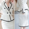 Lenshin 2 Piece Set Elegant Ruffles Formal Patchwork Skirt Suit Blazer Office Lady Uniform Designs Women Business Sets