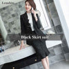 Lenshin 2 Piece Set Rough Formal Trumpet Mermaid Skirt Suit Plaid Blazer Office Lady Uniform Designs Women Business Sets