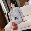 Lenshin 2 Pieces  Set Women Burlap blazer skirt suits Office Lady Elegant Soft and comfortable Jacket skirt