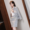 Lenshin 2 Pieces  Set Women Burlap blazer skirt suits Office Lady Elegant Soft and comfortable Jacket skirt