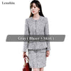 Lenshin 2 Pieces  Set Women Burlap blazer skirt suits Office Lady Elegant Soft and comfortable Jacket skirt