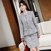 Lenshin 2 Pieces  Set Women Burlap blazer skirt suits Office Lady Elegant Soft and comfortable Jacket skirt