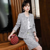 Lenshin 2 Pieces  Set Women Burlap blazer skirt suits Office Lady Elegant Soft and comfortable Jacket skirt