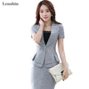 Lenshin 2 Pieces Set summer work wear women's skirt suits Female Formal Short-Sleeve blazer jacket & skirt