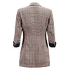 Lenshin Plaid Jacket for Women Summer Wear Female Casual Style Coat Half Sleeve Blazer Contrast Sleeve Tops Outwear
