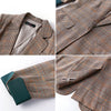 Lenshin Plaid Jacket for Women Summer Wear Female Casual Style Coat Half Sleeve Blazer Contrast Sleeve Tops Outwear