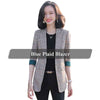 Lenshin Plaid Jacket for Women Summer Wear Female Casual Style Coat Half Sleeve Blazer Contrast Sleeve Tops Outwear