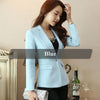 Soft Cotton Jacket High Quality Fashion Gray Women Blazer Casual Wear Long Sleeve Coat Lady Vogue Top with Pocket