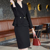 Lenshin  2 Piece Set  Ruffles Skirt Suit Binding Blazer Office Lady Formal  Women Elegant Business Wear