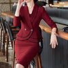 Lenshin  2 Piece Set  Ruffles Skirt Suit Binding Blazer Office Lady Formal  Women Elegant Business Wear