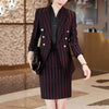 Lenshin  2 Piece Set  Striped Skirt Suit Double Breasted Blazer Office Lady Formal  Women Business Wear