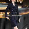 Lenshin  2 Piece Set  Striped Skirt Suit Double Breasted Blazer Office Lady Formal  Women Business Wear