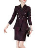 Lenshin  2 Piece Set  Striped Skirt Suit Double Breasted Blazer Office Lady Formal  Women Business Wear