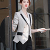 Lenshin Women Elegant Patchwork  Jacket Full sleeve Blazer Work Wear Keep Slim Office Lady Coat Outwear Double Breasted