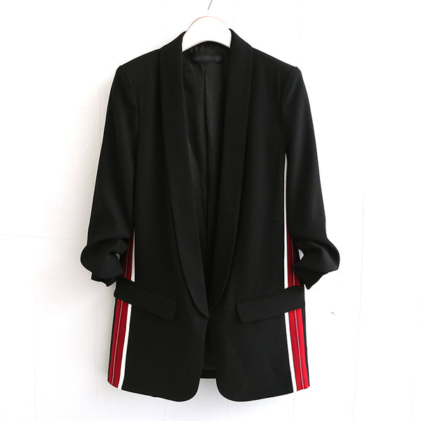 women black blazer  Notched collar long sleeves jacket casual outerwear casaco feminina tops 910021
